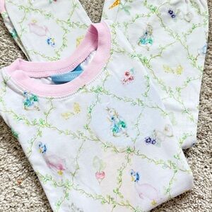 Classic Whimsy Easter Bunny Floral with Pastel Flowers Long Sleeve + Pant PJs